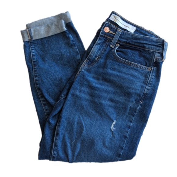 Signature by Levi Strauss Denim - Levi Strauss Signature Distressed High Rise Boyfriend Blue Jeans Size 25